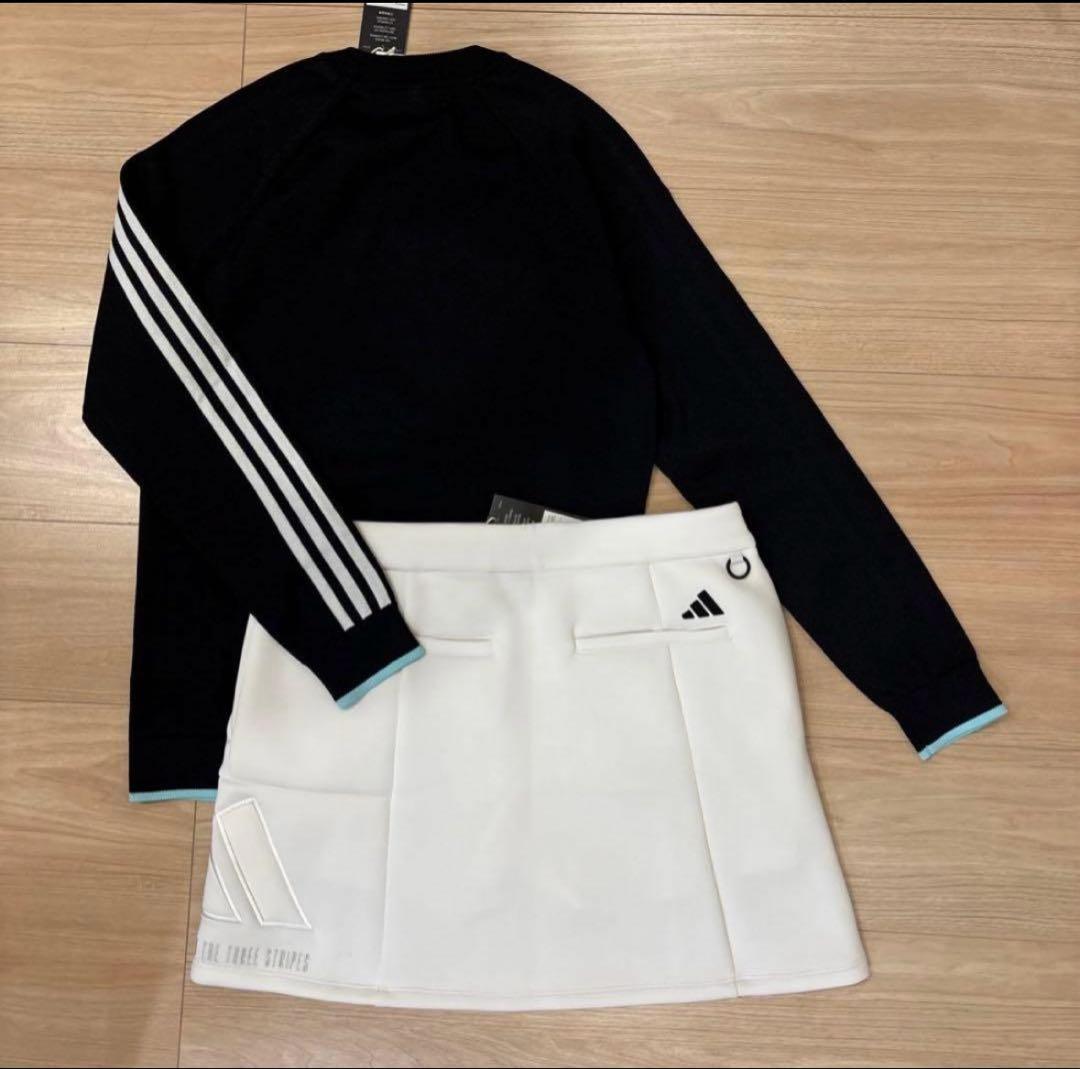 新品adidasgolf上下セット薄手ニット＆ダンボールニットスカートM春夏