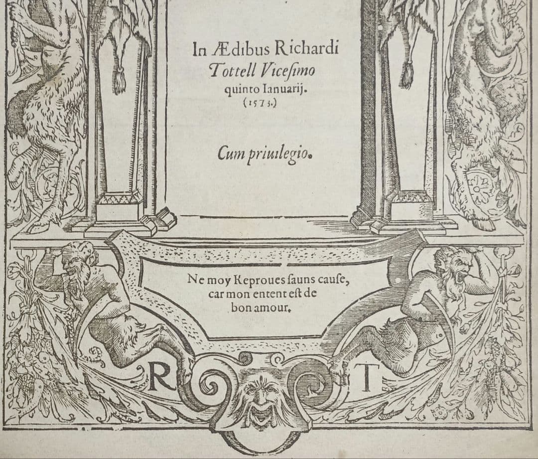 1573年　R.ブルック　「英国法の判例要約」の表題（扉絵）　稀少