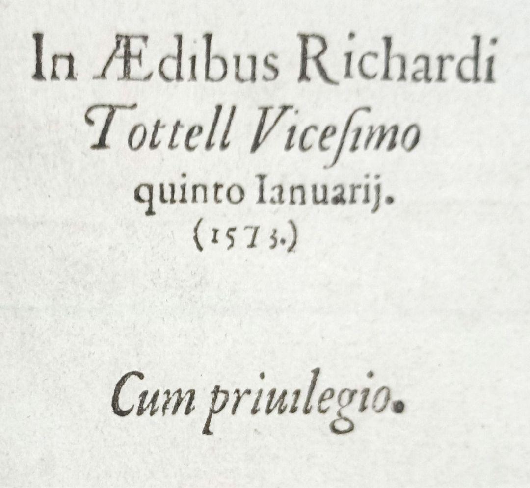 1573年　R.ブルック　「英国法の判例要約」の表題（扉絵）　稀少