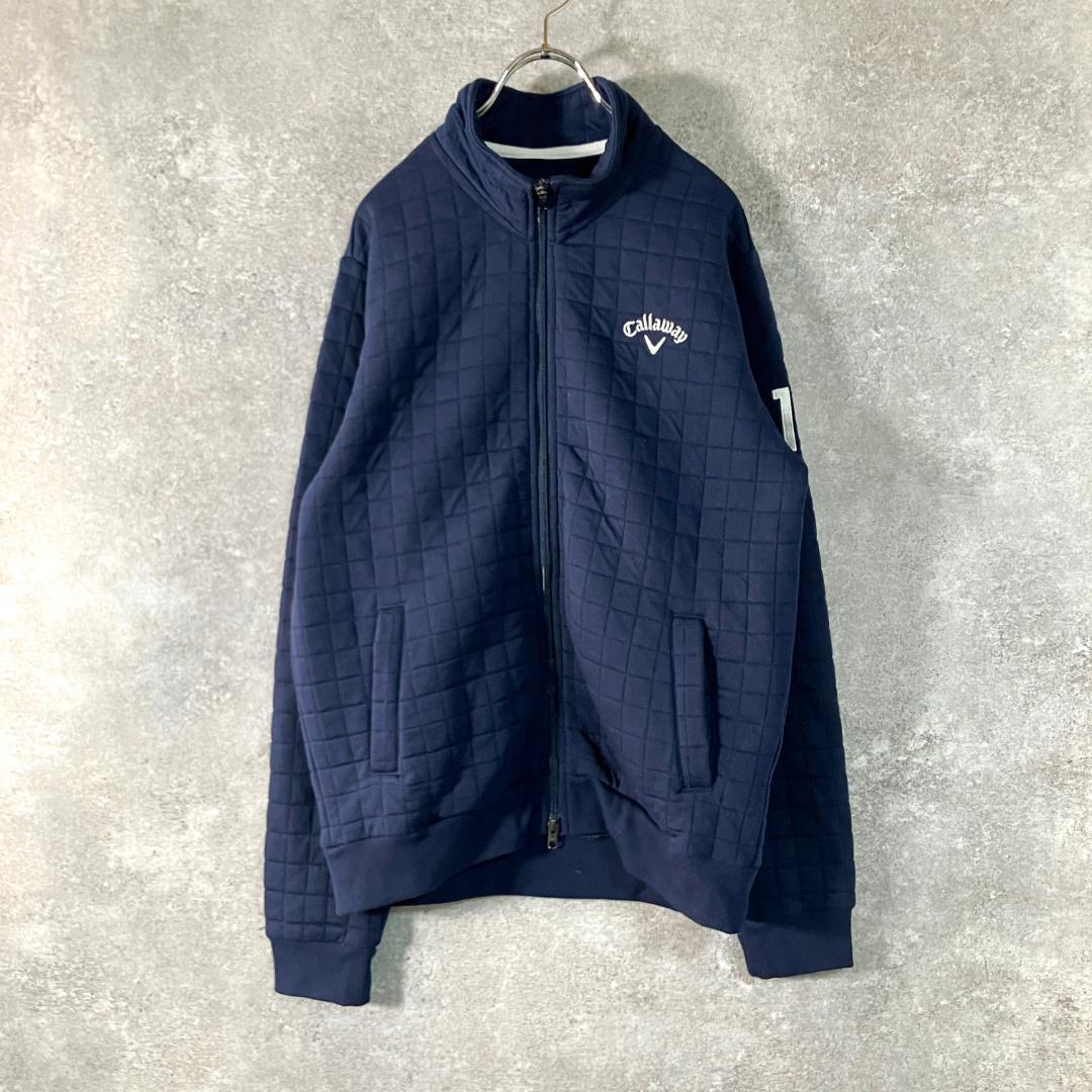 Callaway　ゴルフウェア　キルティング　ジャケット　ネイビー　ロゴ　刺繡