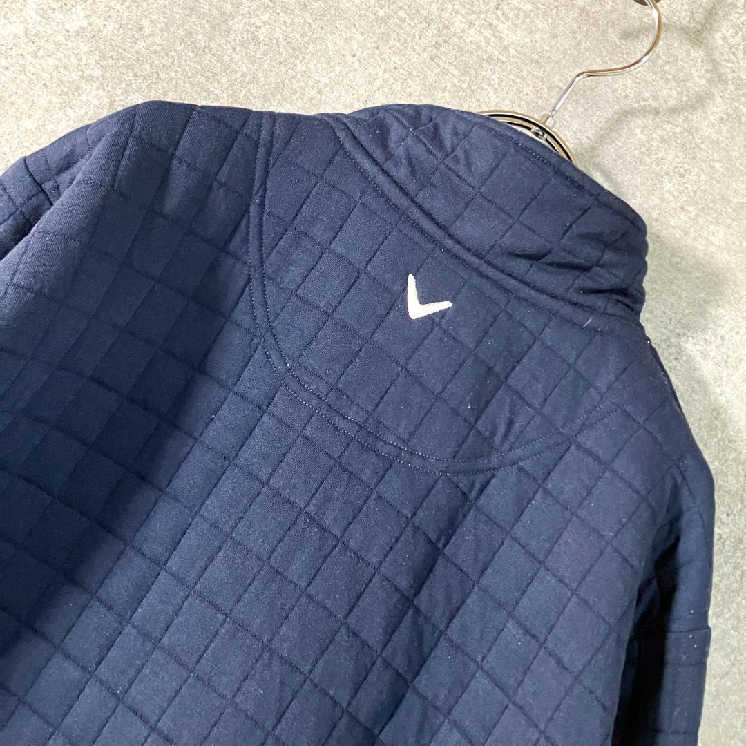 Callaway　ゴルフウェア　キルティング　ジャケット　ネイビー　ロゴ　刺繡