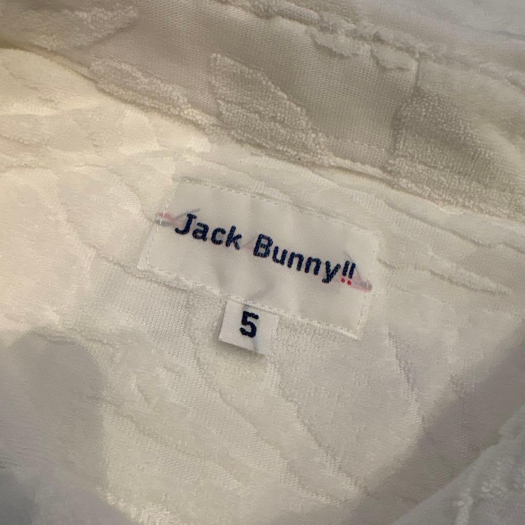 Jack Bunny!! タオル地ポロシャツ 白 総柄 サイズ5 メンズL相当