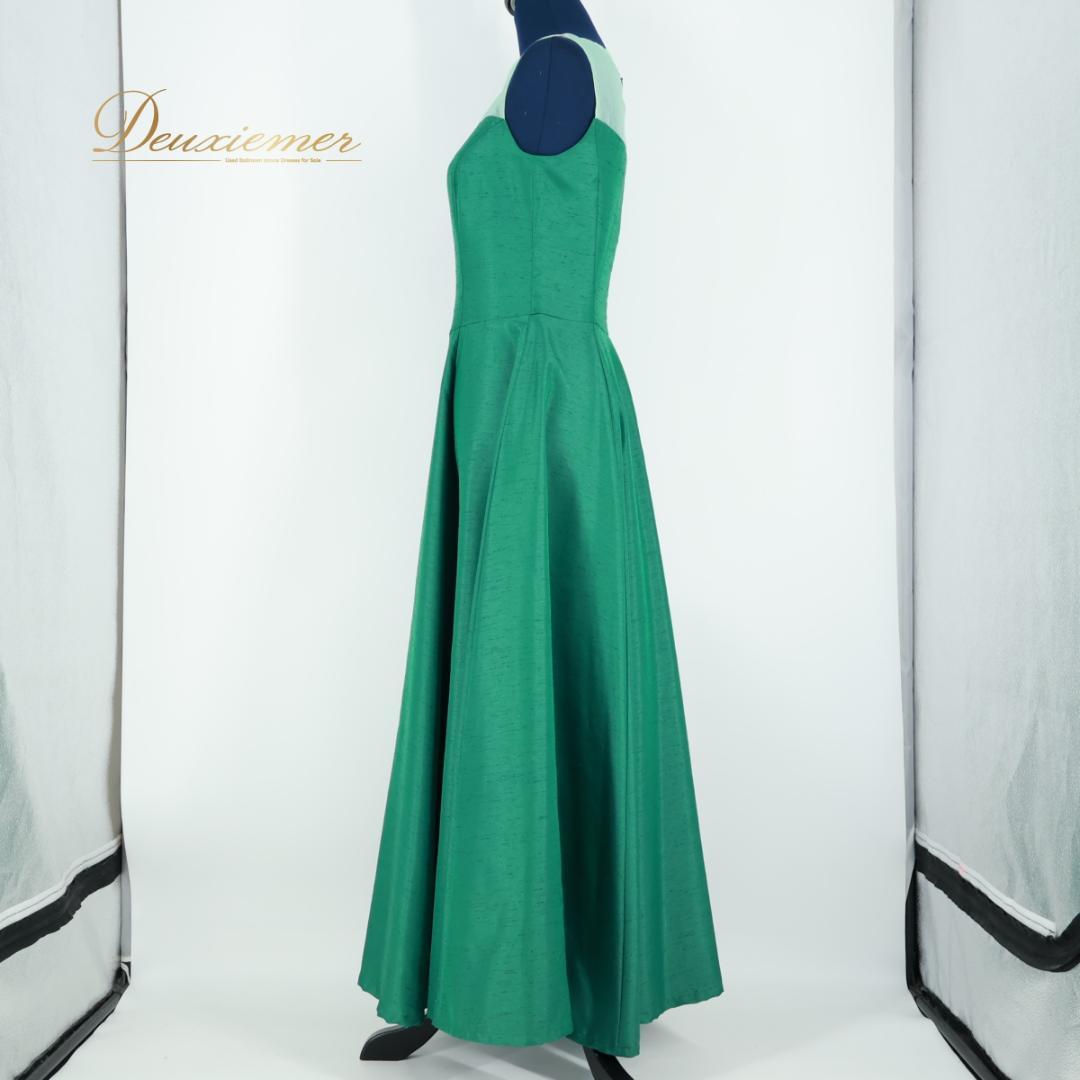 【美品 日本製 フラダンス衣装】グリーン MermaidLine MMJ ドレス