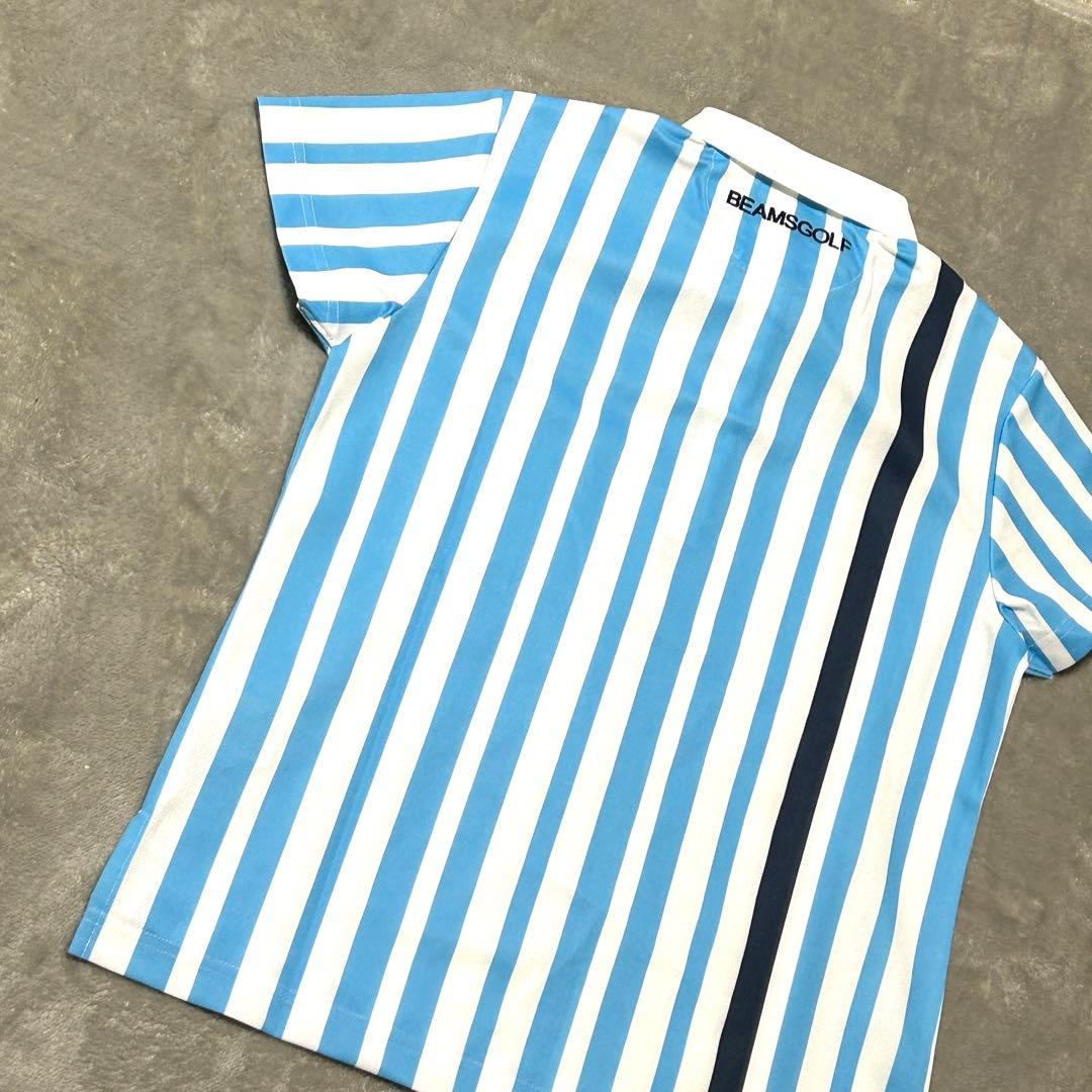 未使用　タグ付き　BEAMS GOLF ゴルフウェア　ストライプ　刺繍ロゴ　M