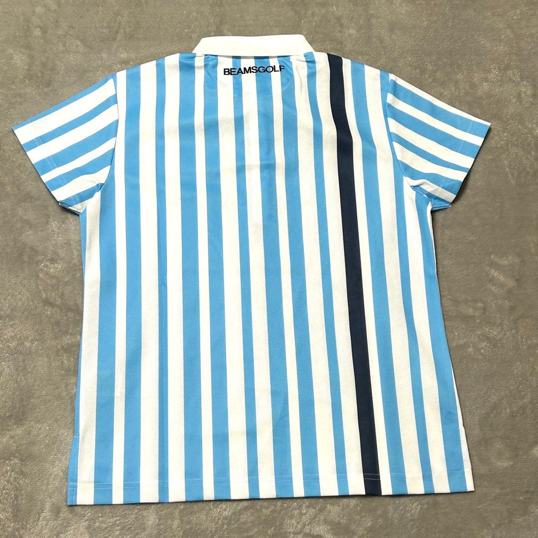 未使用　タグ付き　BEAMS GOLF ゴルフウェア　ストライプ　刺繍ロゴ　M