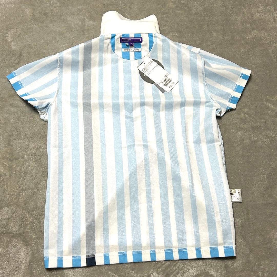 未使用　タグ付き　BEAMS GOLF ゴルフウェア　ストライプ　刺繍ロゴ　M