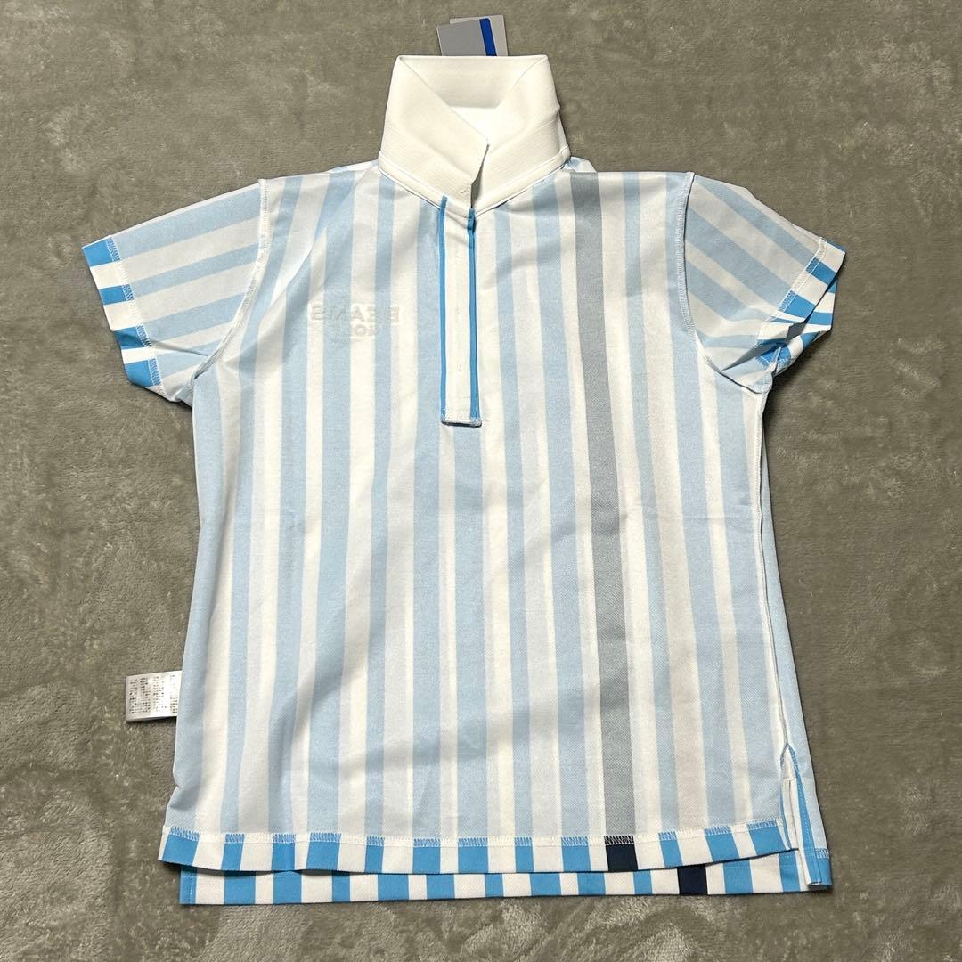 未使用　タグ付き　BEAMS GOLF ゴルフウェア　ストライプ　刺繍ロゴ　M