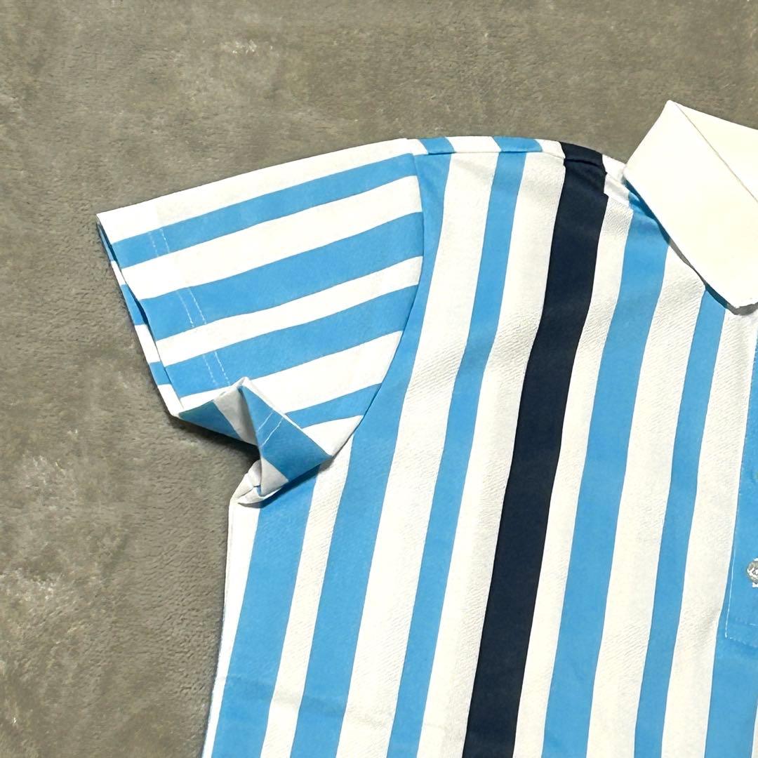 未使用　タグ付き　BEAMS GOLF ゴルフウェア　ストライプ　刺繍ロゴ　M