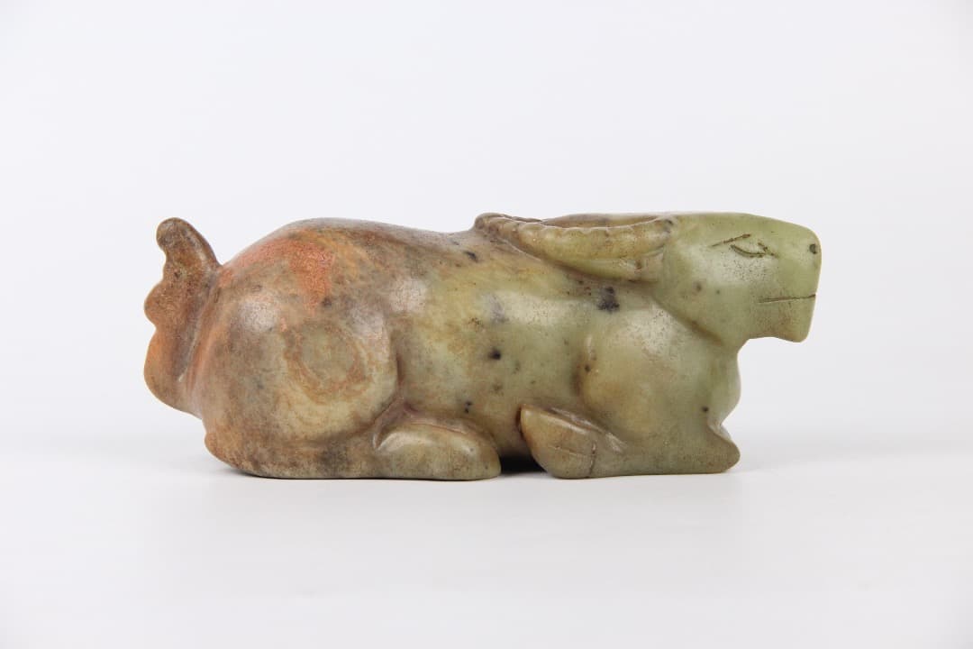 中国美術　和田玉 牛彫刻 玉器 細工 時代品 ENM23-7