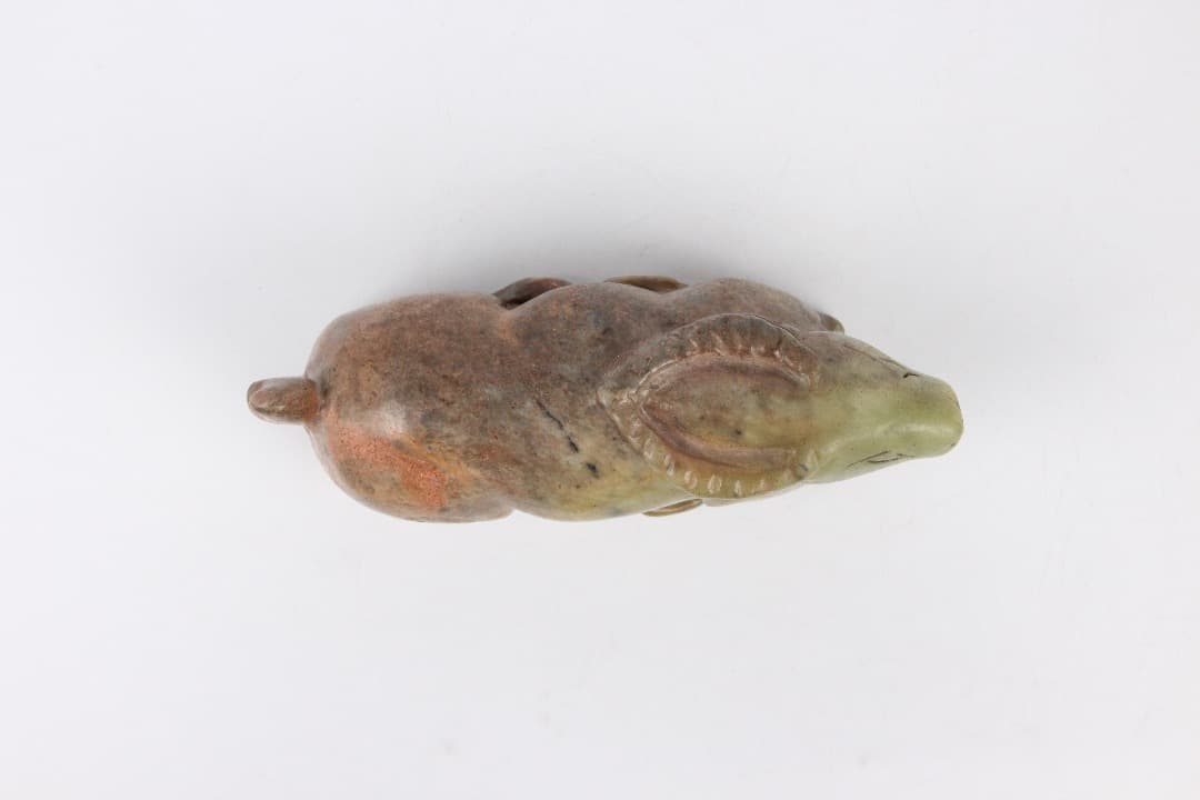 中国美術　和田玉 牛彫刻 玉器 細工 時代品 ENM23-7