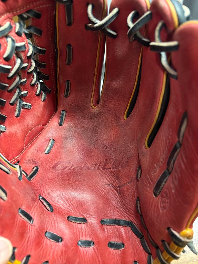 Mizuno レザーグローブ レッド/ブラック