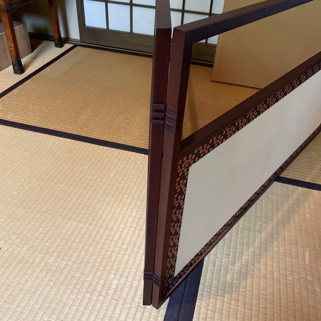 茶道具　【風炉先屏風】　仕上色「桑」　表装「利休梅」