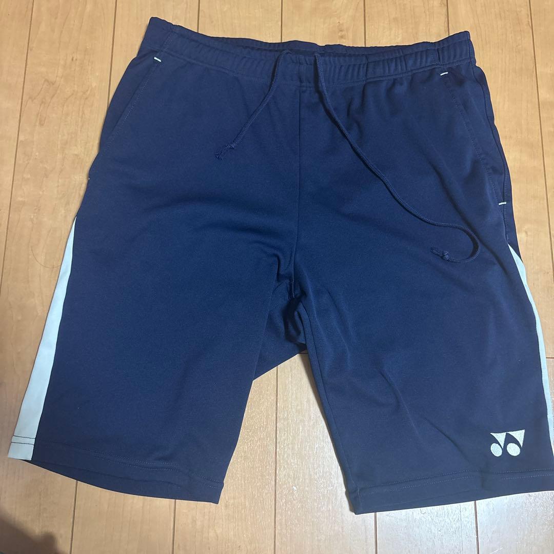 YONEX グレー フード付き ウォームアップウェア 上下 ネイビー短パン