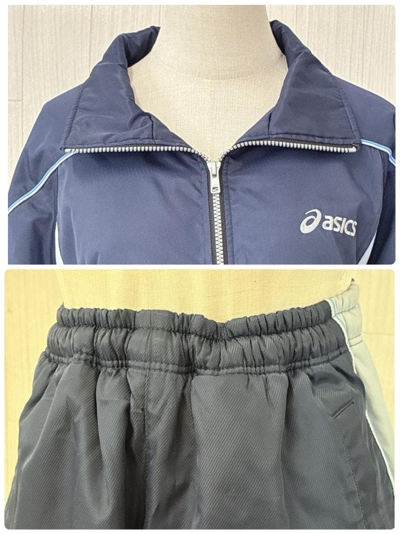 asics アシックス ジャージ 上下セット ウエスト調節紐 裏地 M スポーツ