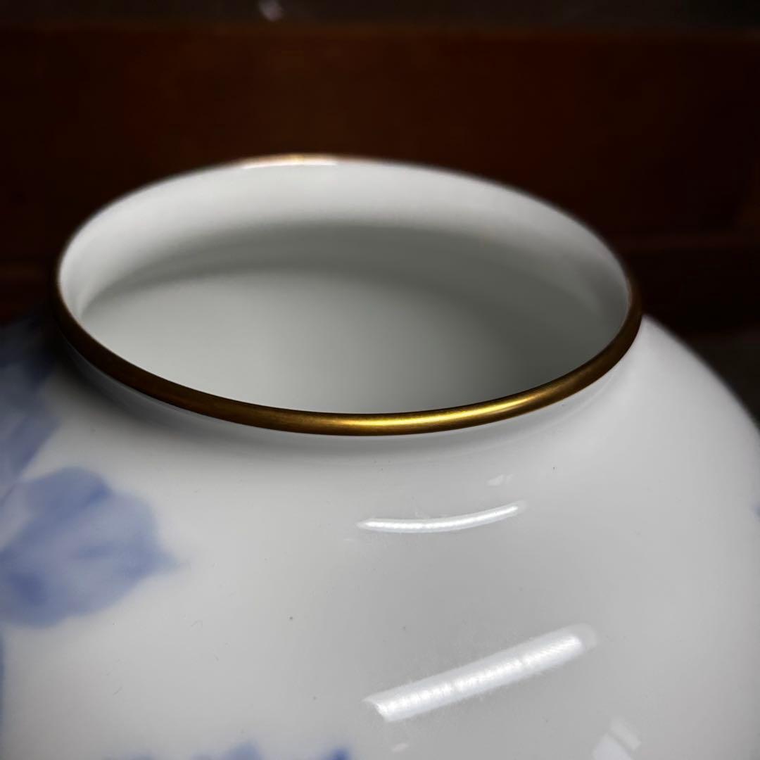 【未使用】大倉陶園 花瓶 ブルーローズ 20cmフラワーベース