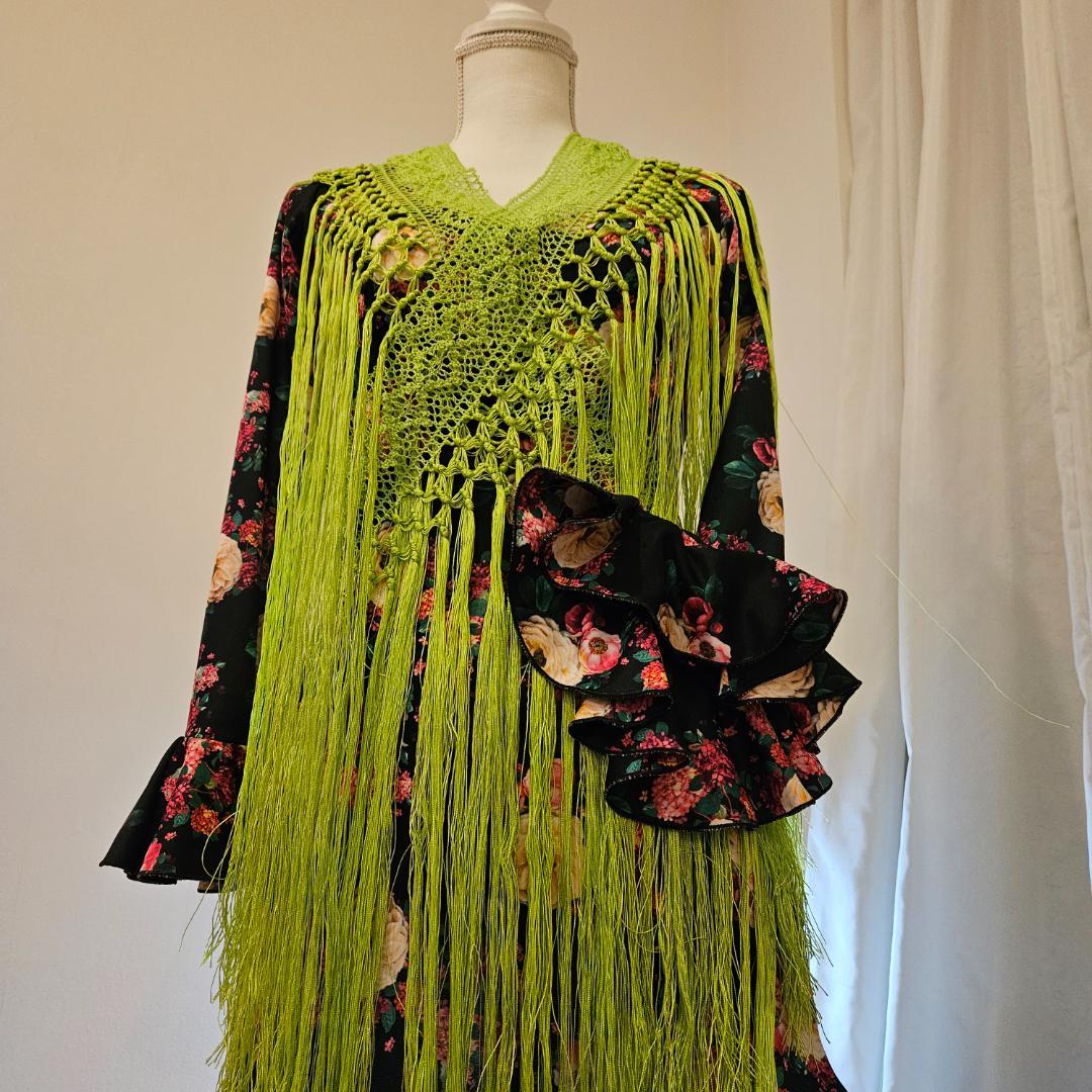 フラメンコ ドレス 花柄 ロング　Yolanda　Moda　Flamenca製