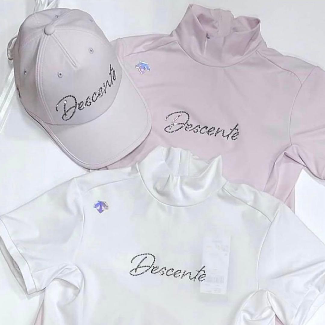 Descente LUXE ピンク ビジュー リボン付きキャップ
