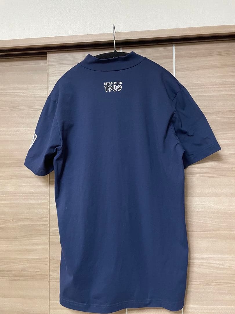 【大きめ】６号PEARLY GATES モックネック半袖シャツ ネイビー