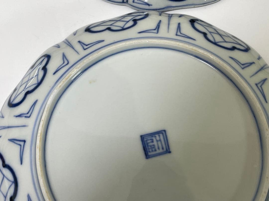 【現状品】古伊万里 金彩 色絵 染付 陶器 花柄 中皿 割烹 懐石 10枚 ②