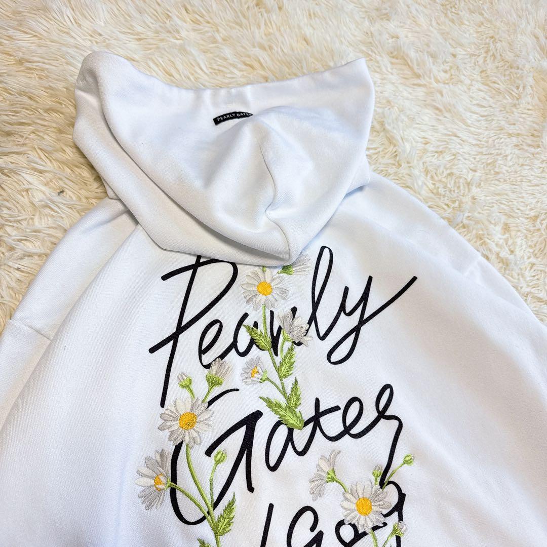【パーリーゲイツ】美品 パーカー ホワイト 花柄 0サイズ レディース