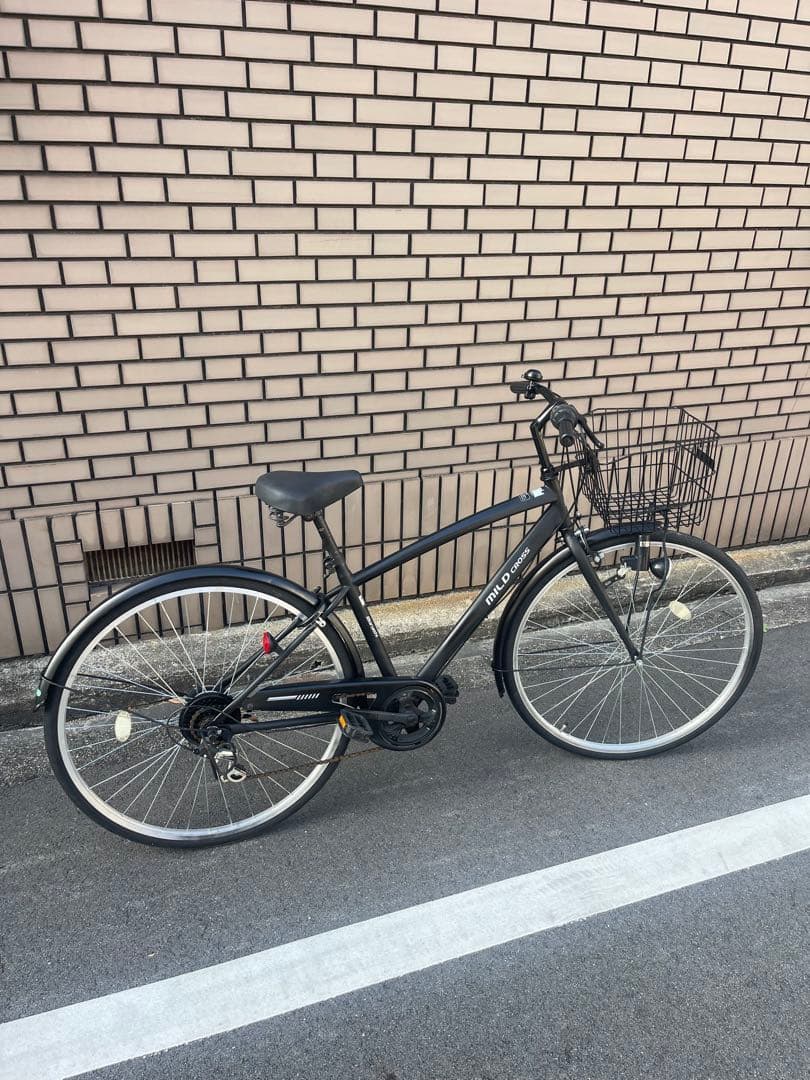 丸石サイクル クロスバイク 27インチ ブラック 前かご付き