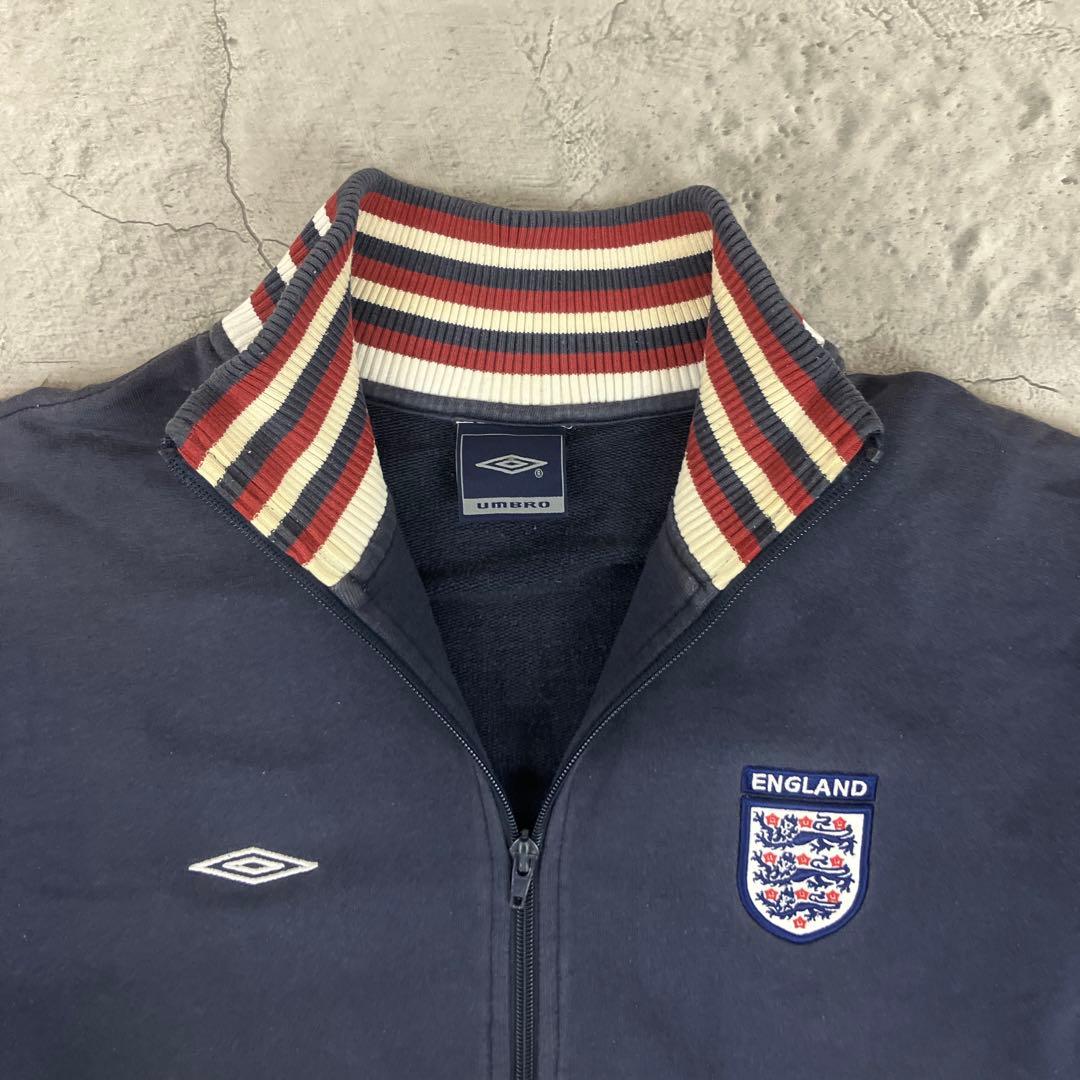 00s UMBRO サッカーイングランド代表 ジップジャケット 古着 刺繍 紺
