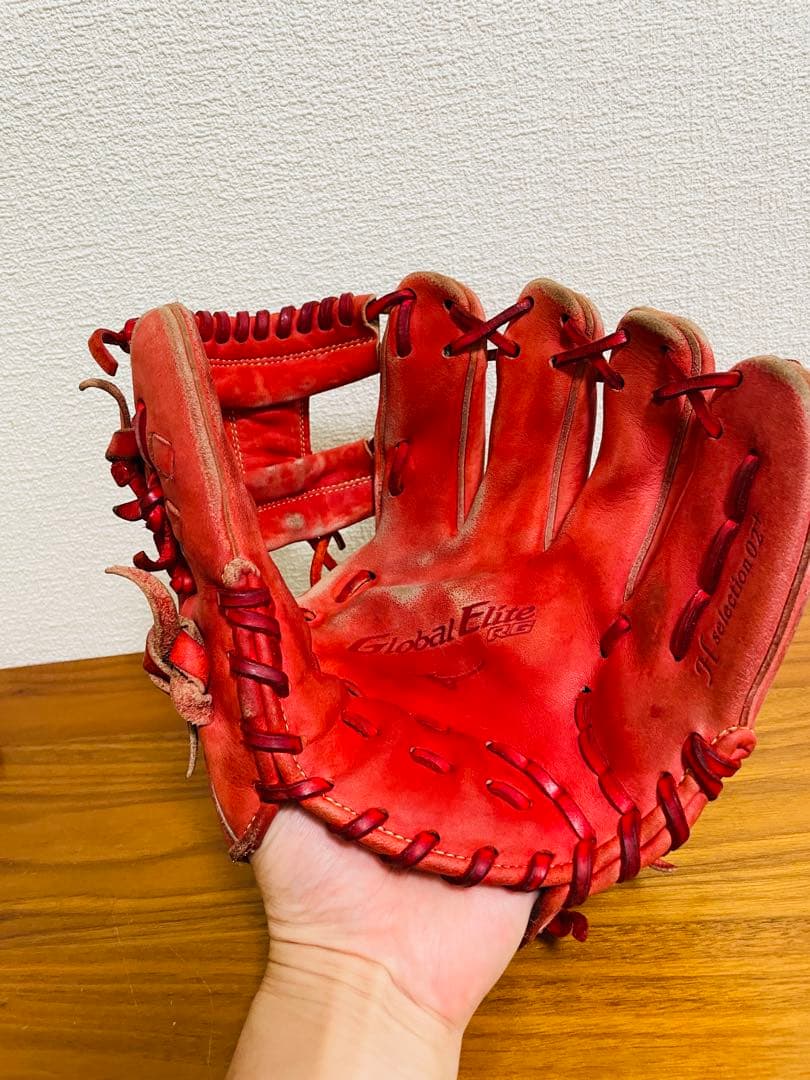 ミズノ　Mizuno Global Elite 軟式グローブ レッド　少年用