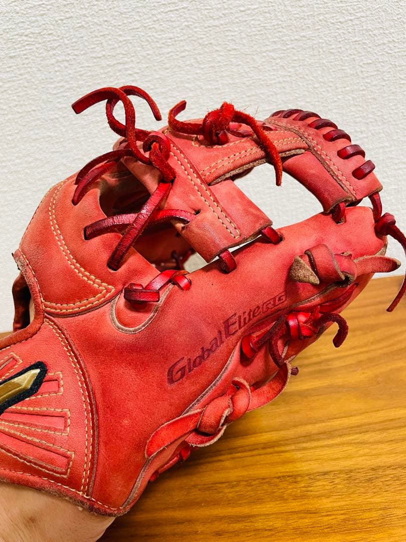 ミズノ　Mizuno Global Elite 軟式グローブ レッド　少年用