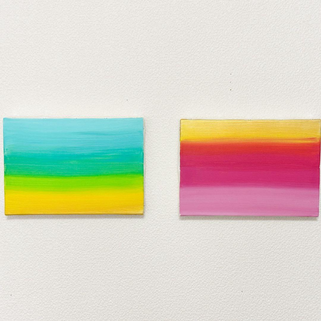 アクリルグラデーション絵画2点セット