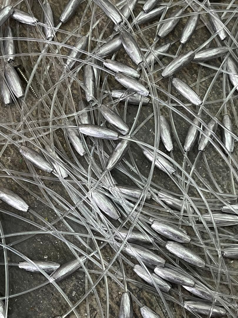 #ビシ鉛 50ｍ 鉛4号217個(強力ナイロン120号)3.1kg#