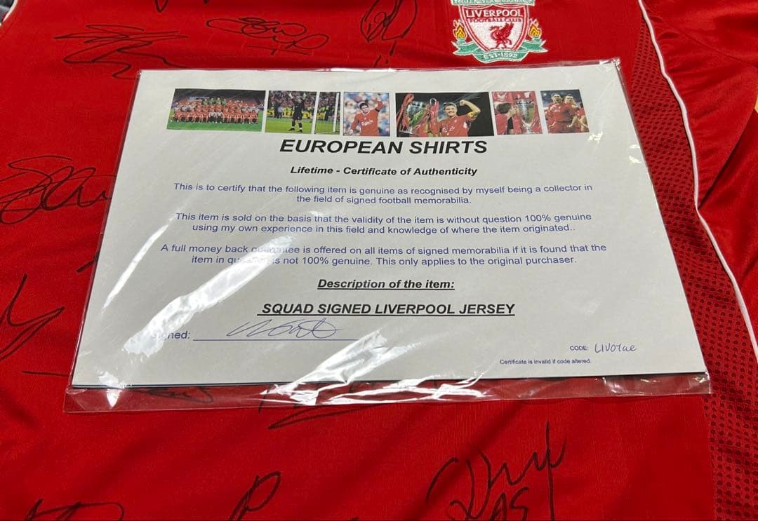 リバプールFC サイン入りユニフォーム　Liverpool ジェラード　サッカー