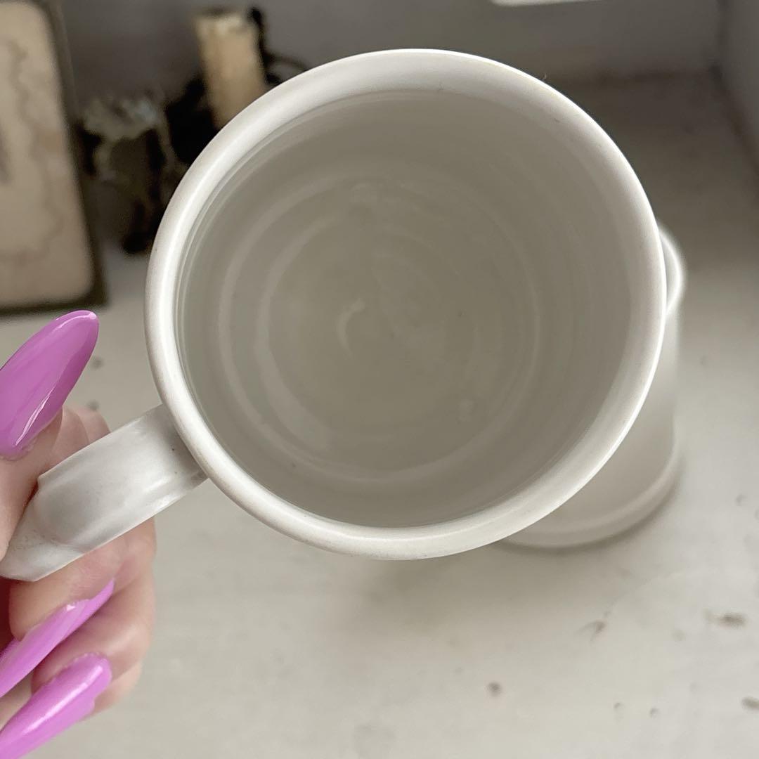 シャビーシック　マグカップ　2個　ペア　コーヒーカップ　コップ　ホワイト