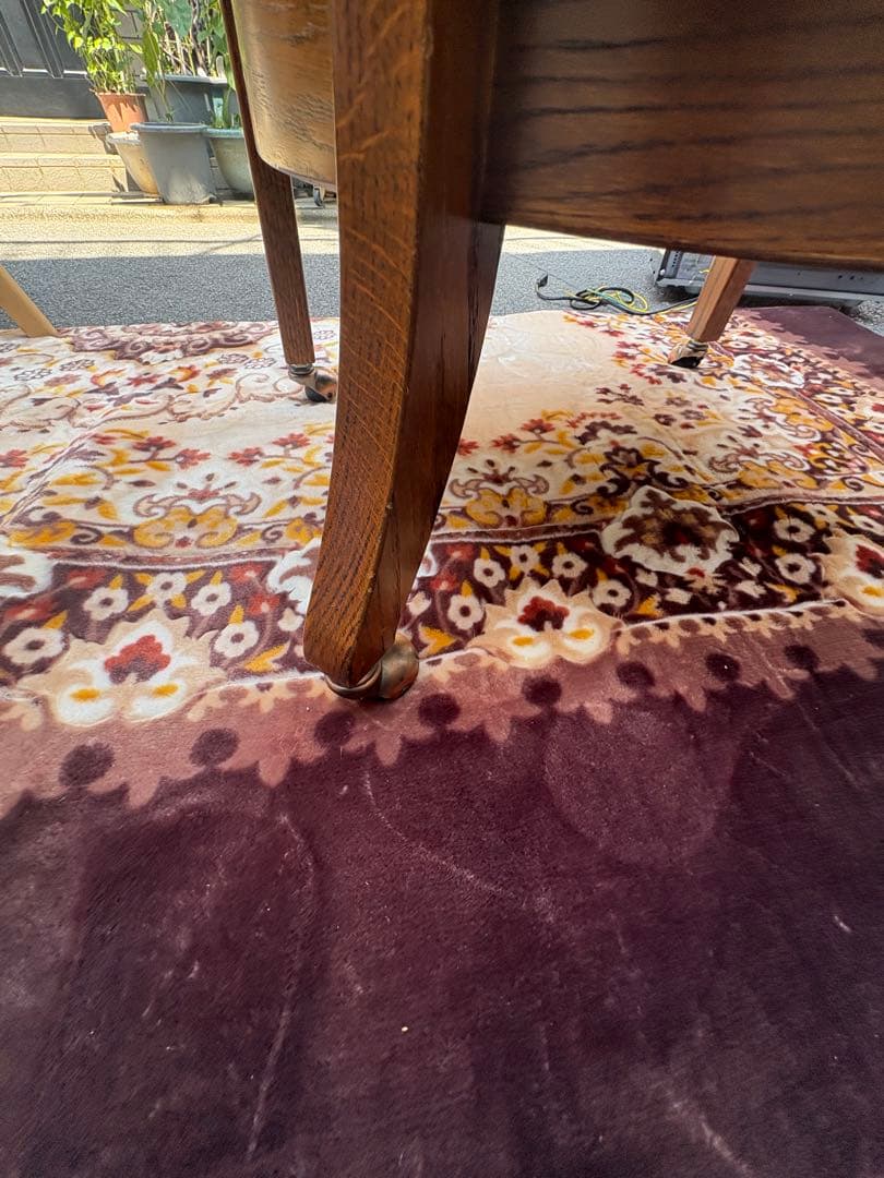 三越ブルージュ 木製 花柄 アームチェア 椅子 キャスター付き
