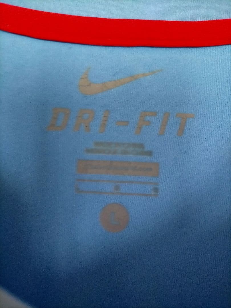 フェデラー　Nike Dri-FIT 水色 Vネック Tシャツ L