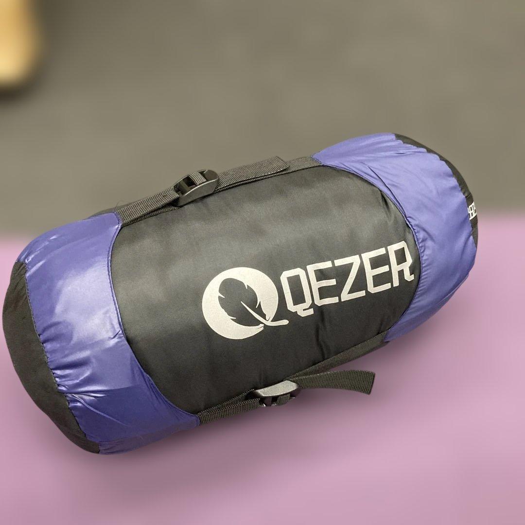 QEZER 寝袋 ダウン 封筒型シュラフ 軽量高級ダウン シュラフ 500g