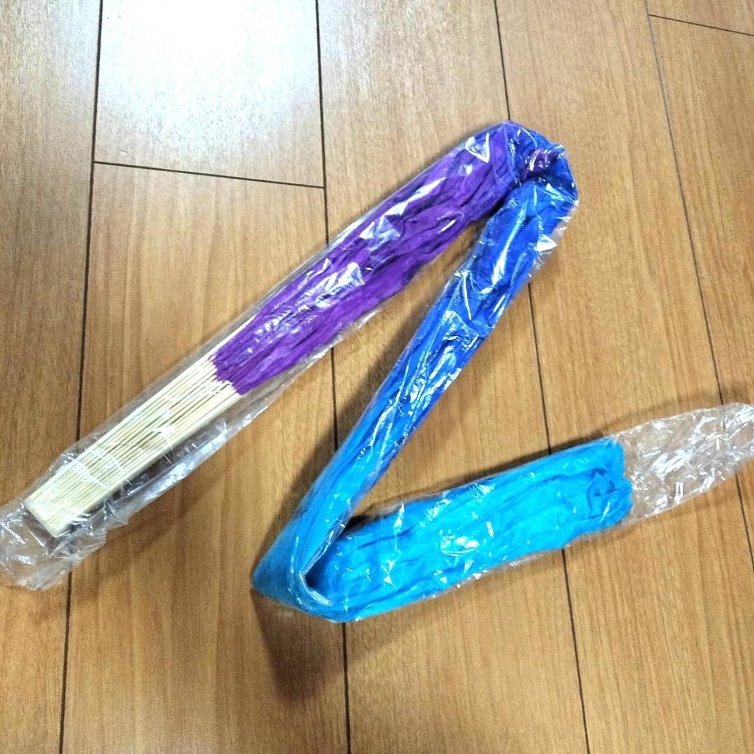 【新品】ビッグフラッターファンベール★右手★紫青水色！100％シルク