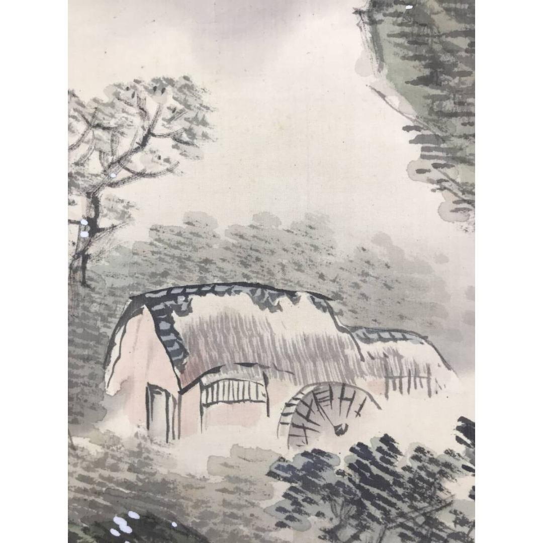 真作/田中頼璋/夏景山水図/釣人図/人物図/掛軸☆宝船☆AK-821