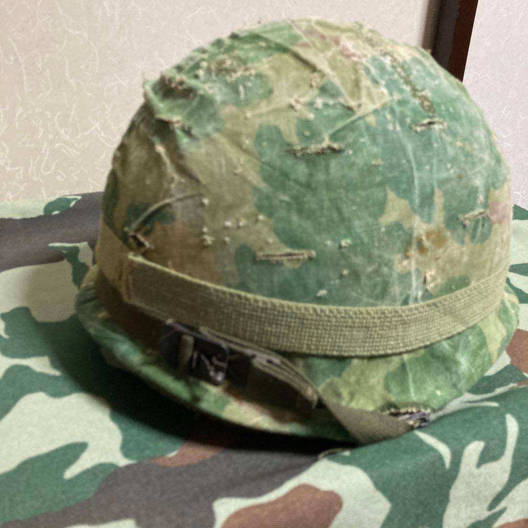 米軍　M1　M2　スチールポットヘルメット ミッチェル迷彩カバー付