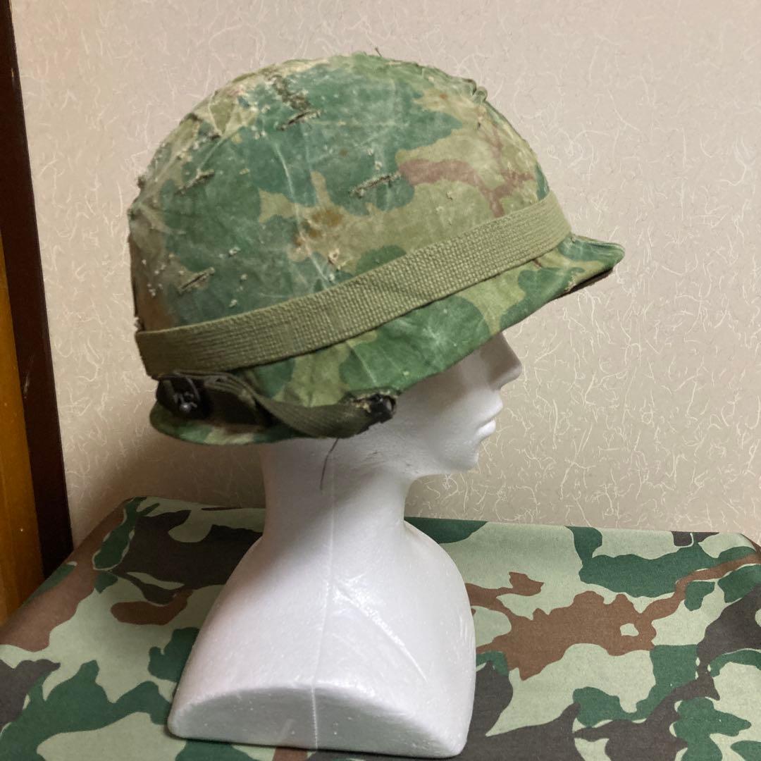 米軍　M1　M2　スチールポットヘルメット ミッチェル迷彩カバー付