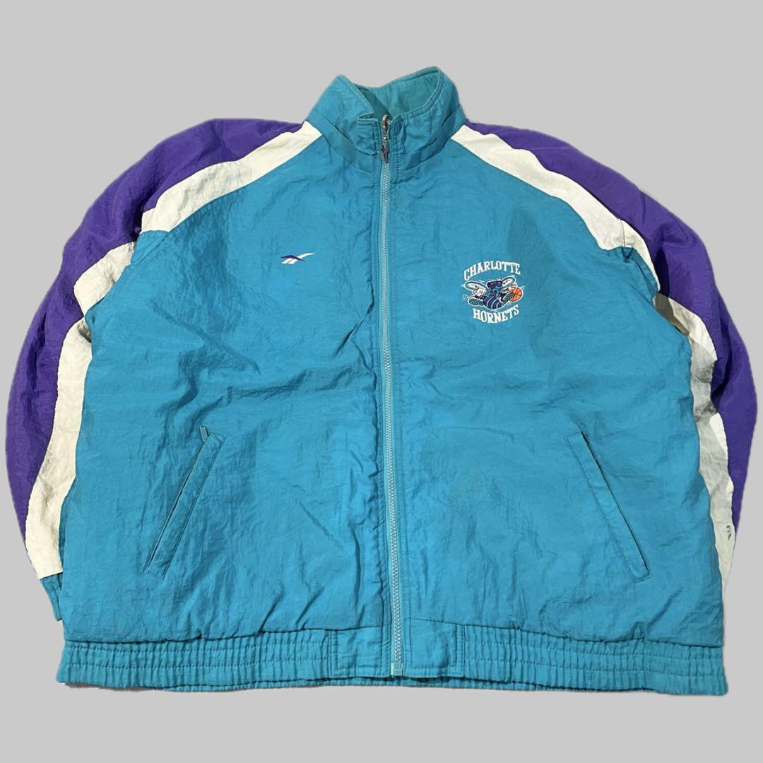 【リバーシブル】90sリーボックNBA シャーロット・ホーネッツ中綿JKT/L