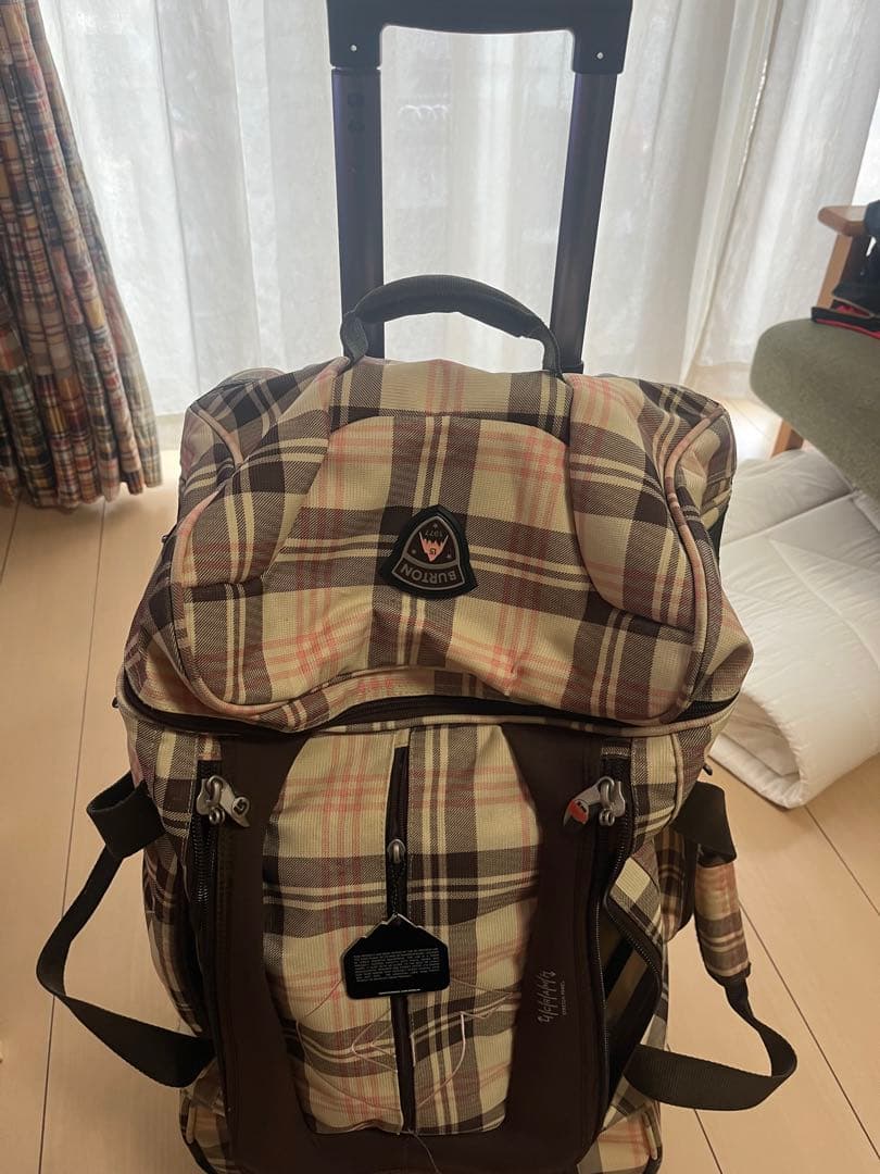 BURTON チェック柄 スノーボードバッグ 2輪 キャリーバッグ