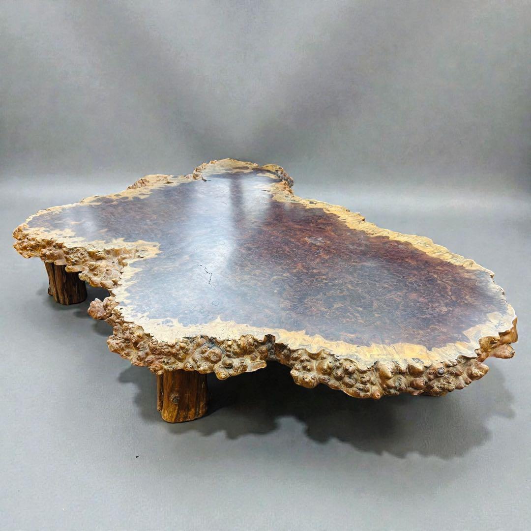 【超特価品】高級 花梨 瘤杢 座卓 一枚板 天然木 艶消し ローテーブル