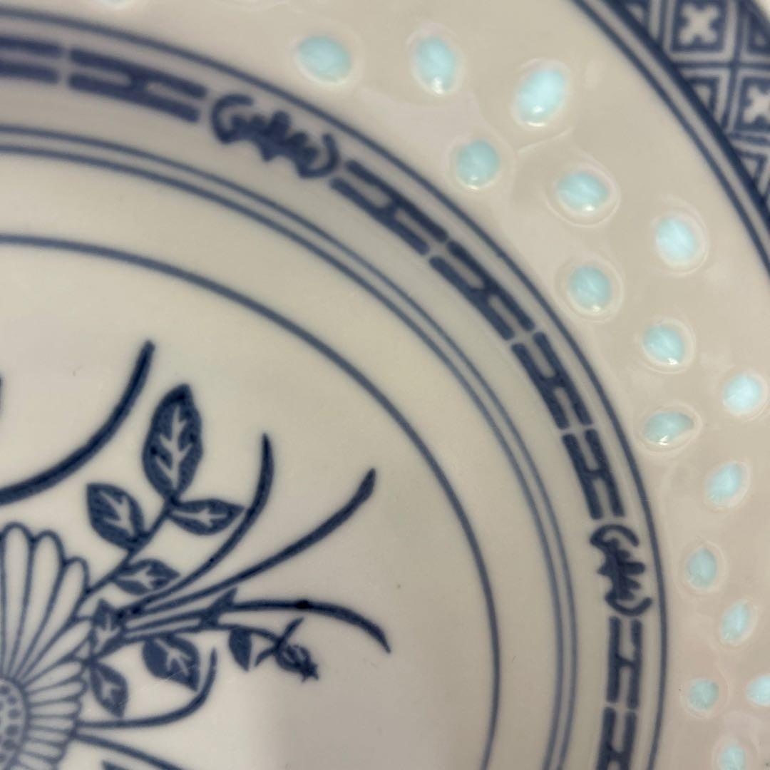 ★ 新品　中国陶器　景徳鎮　蛍　透かし模様　大皿2枚　取り分け小鉢５個　蓮華2本