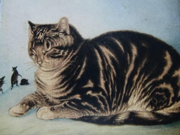 少画集画、高級新品額・額装付、猫 ネコ ねこ cat、絵画 油彩画 動物画、26