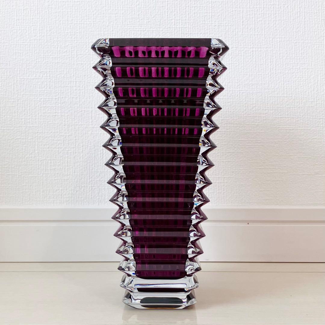Baccarat バカラ　花瓶　フラワーベース　アイベーススクエアS パープル