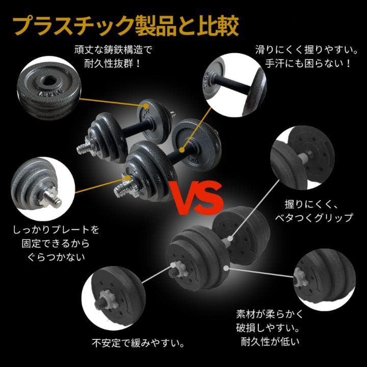 【新品・送料無料】可変式ダンベル10kg×2個セット(合計20kg)ケース付き