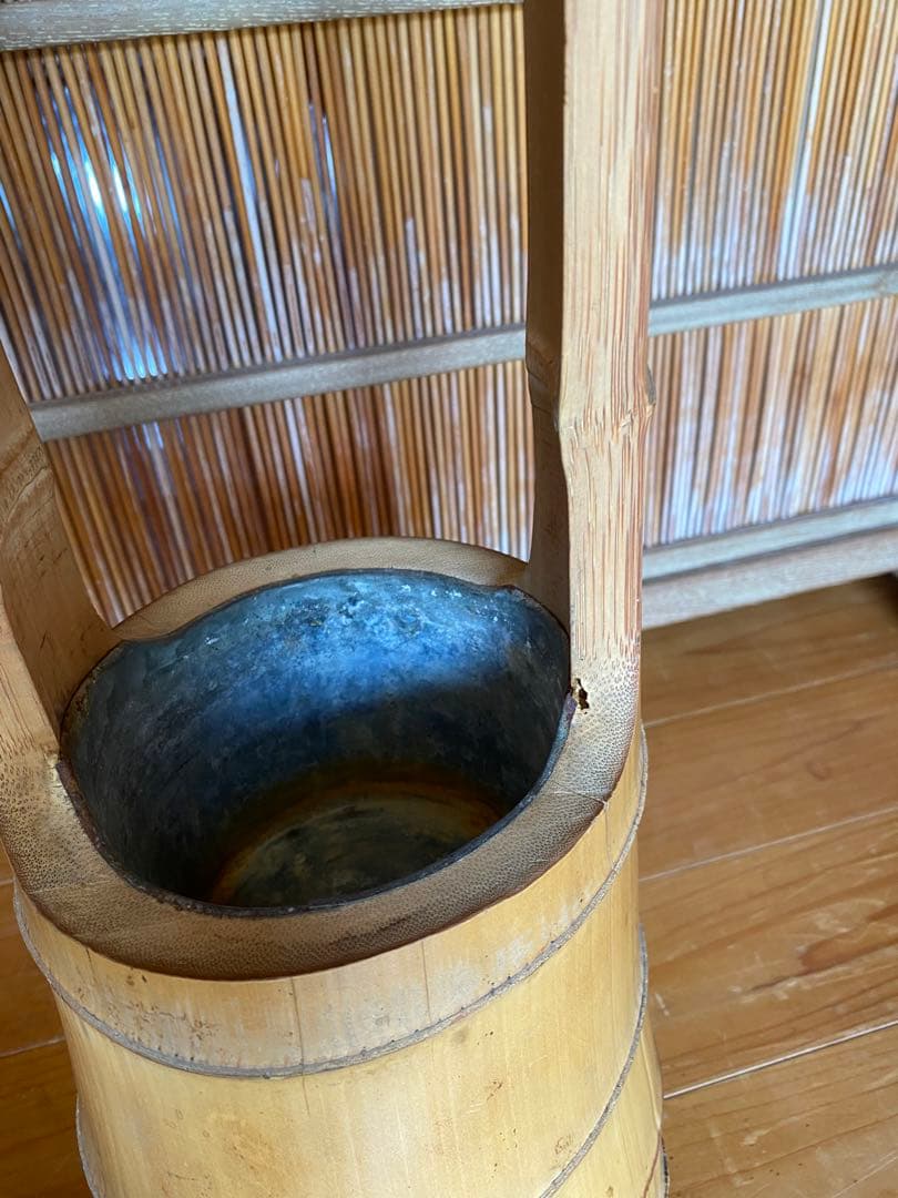 池坊　草月　華道　竹花器　竹二重切り　根付き