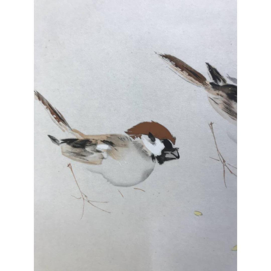 複製/竹内栖鳳/五雀図/工芸品/鳥図/小禽/花鳥図/掛軸/名家伝来/AK-454
