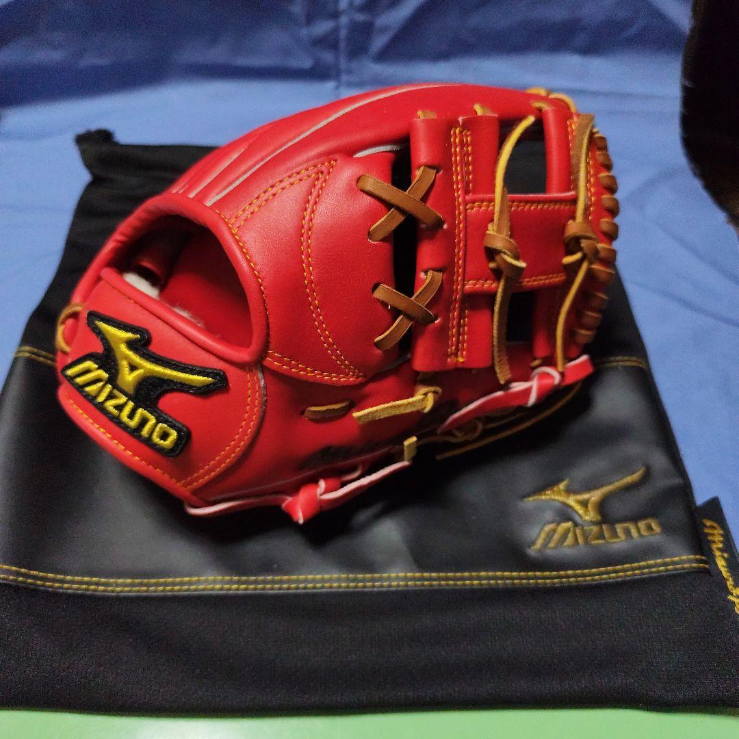 Mizuno Pro スプレンディッドオレンジ軟式グローブ 収納袋付き