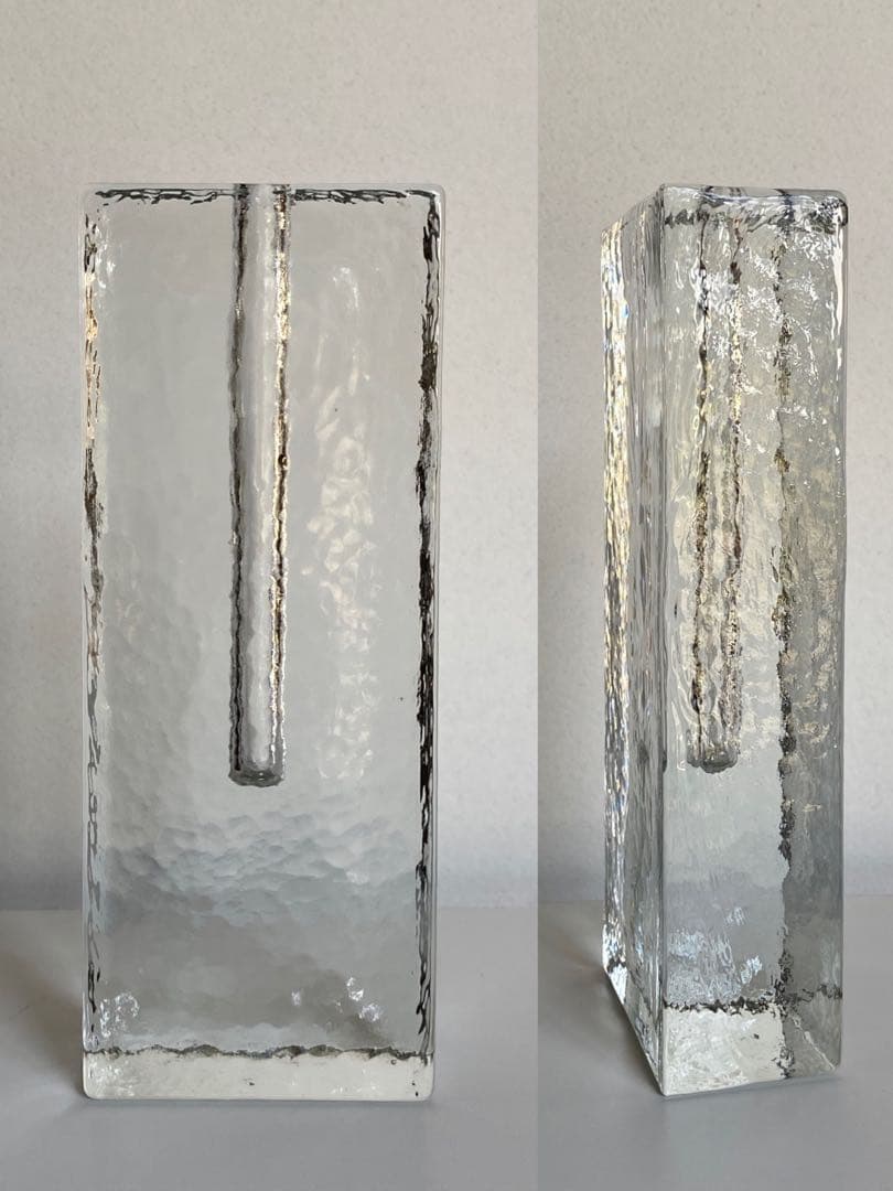 ドイツ アンティーク ビンテージ クリア 大 ❸花瓶 フラワーベース 四角 美品